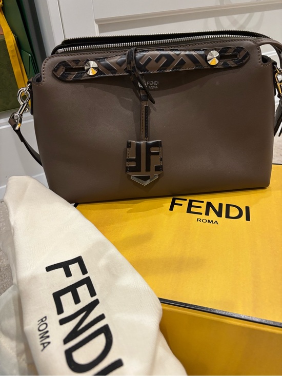 Fendi Handbags - Fendi By The Way Taupe Leather Shoulder Bag with Logo Charm